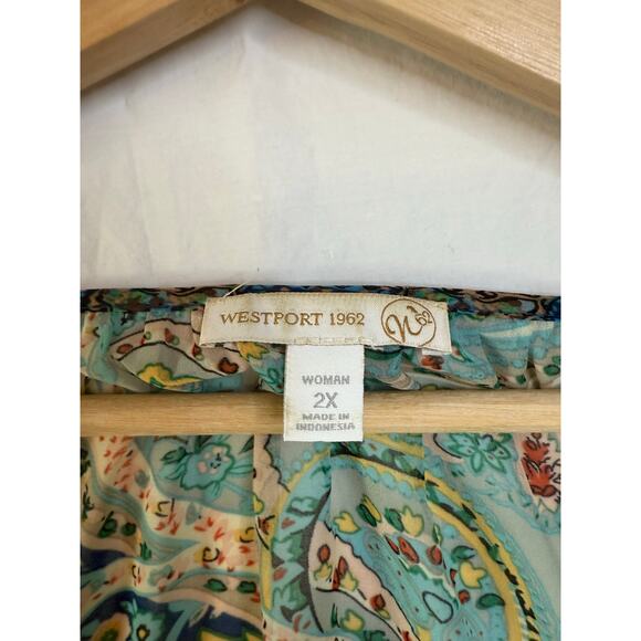 Westport 162 Boho Top Plus 2X Sheer Paisley Crochet Fairy Whimsy Flounce Sleeve - Picture 3 of 12